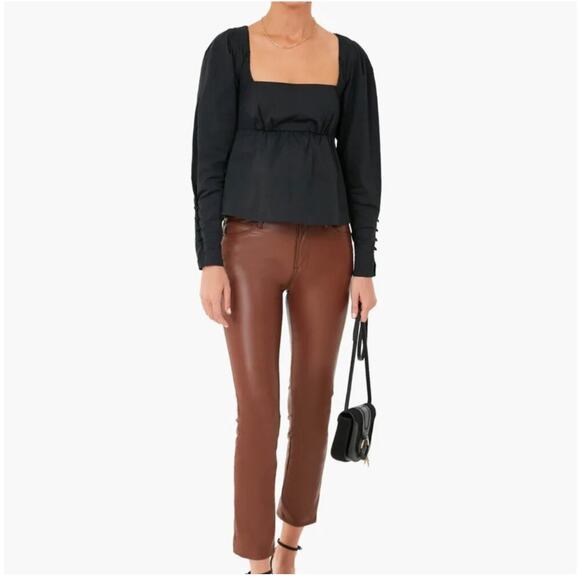 MOTHER Pants - Mother The Mid Rise Dazzler Ankle Jeans – Wax On Wax Off Brown Leather – Size 26